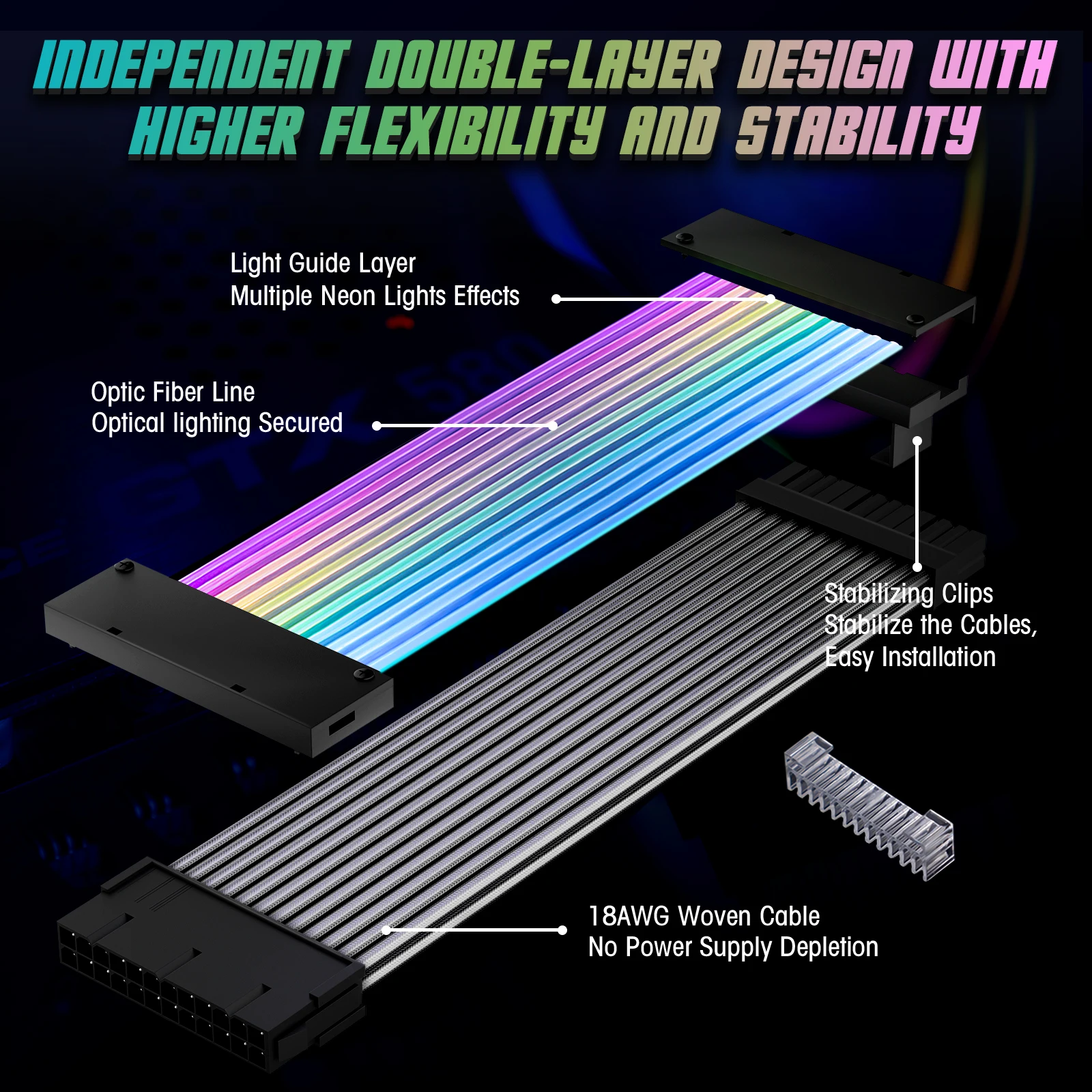Cable extension Dual 8PIN RGB Striped White Maroc